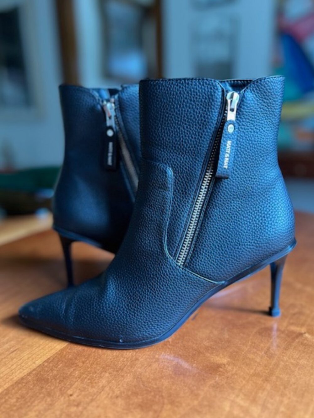 Matt & Nat Alaia Vegan Stiletto Heel Black Ankle Bootie Size 41